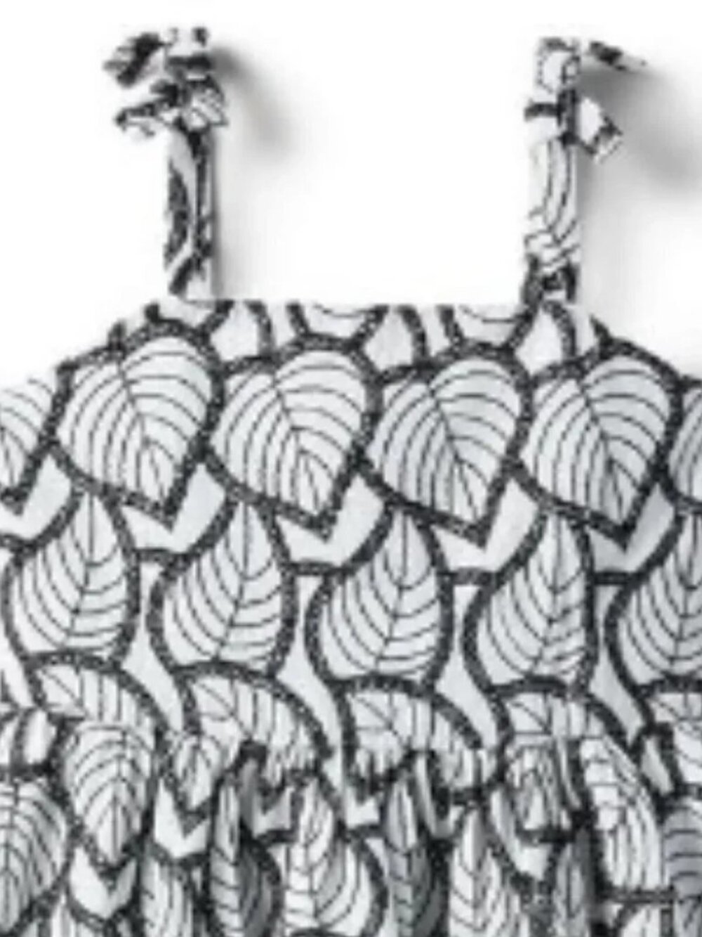 Janie and Jack Black and White Eyelet Leaf Print Dress Girls size 8 (C23) - Picture 3 of 6